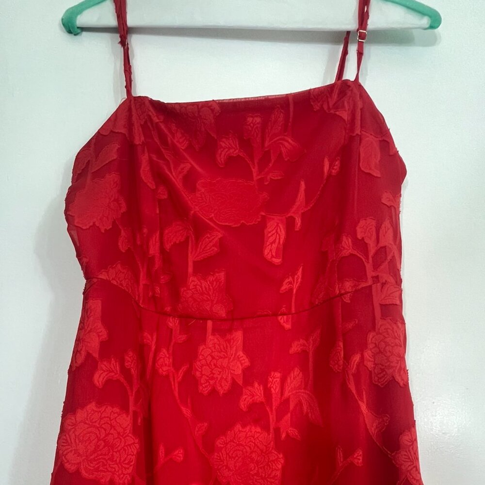Lulu's Red Floral Mini Dress Medium